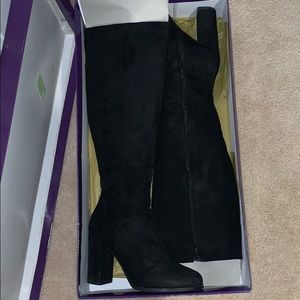 Black Suede Heeled Boots